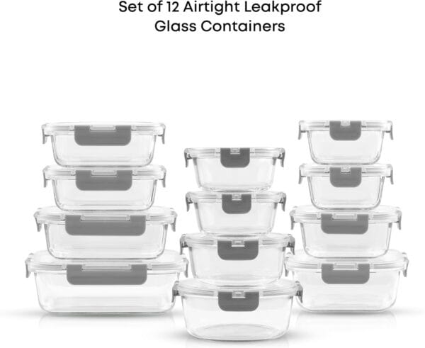 24pc Borosilicate Glass Storage Containers with Lids