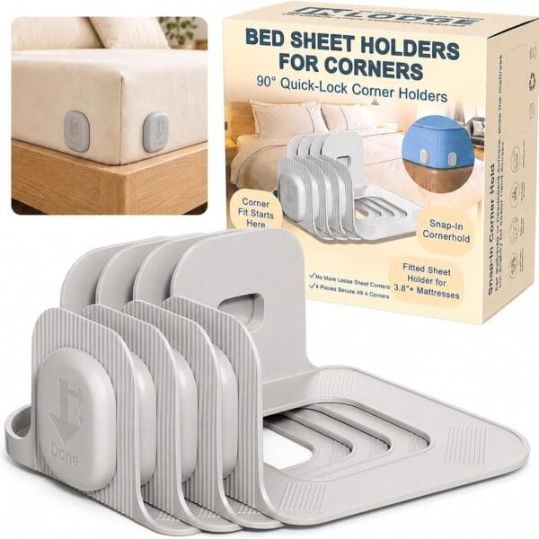 71QM8dDyY3L._AC_SL1500_ Bed Sheet Holders for Corners, 90° Quick-Lock Fitted Sheet Holder, 4-Pack