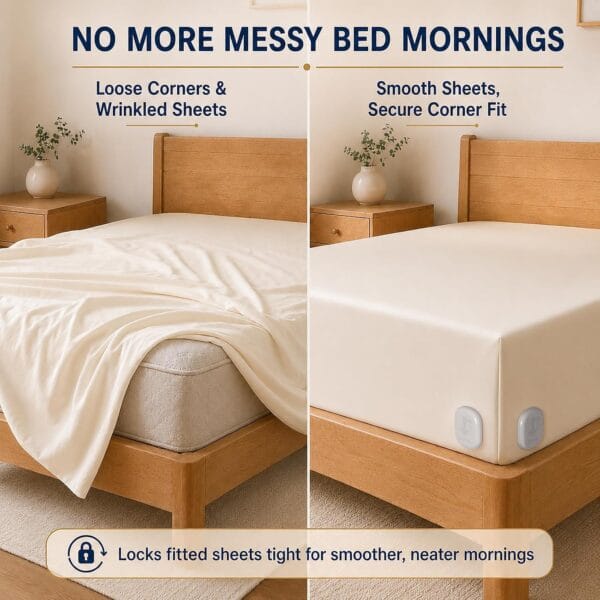Bed Sheet Holders for Corners, 90° Quick-Lock Fitted Sheet Holder, 4-Pack