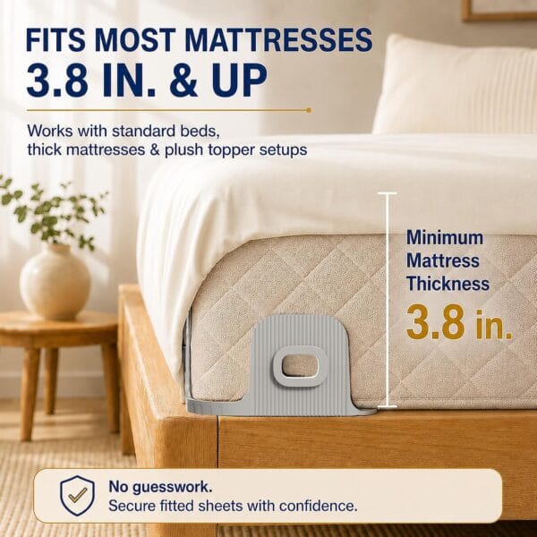 Bed Sheet Holders for Corners, 90° Quick-Lock Fitted Sheet Holder, 4-Pack