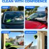 Windshield Cleaner Tool – Car Interior Window Cleaning Kit with Extendable Handle & 4 Microfiber Pads