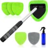 Windshield Cleaner Tool – Car Interior Window Cleaning Kit with Extendable Handle & 4 Microfiber Pads