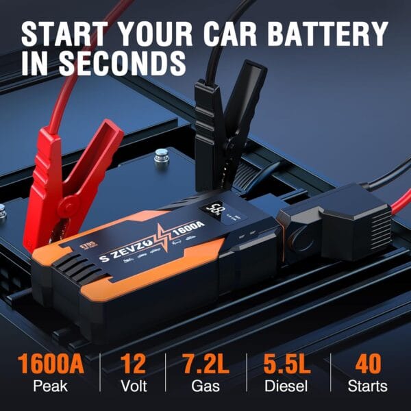 Jump Starter 1600A Peak Portable Jump Starter for Car
